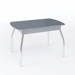 Стол Чикаго СТ МП 1100(1400)*680*750 Ноги 01 гальваника (стекло Серое (графит) глянцевое цвет СР) Стол Чикаго СТ МП 1100(1400)*680*750 Ноги 01 гальваника (стекло Серое (графит) глянцевое цвет СР)